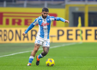 Serie A 2020 / 21 futbol karşılaşmasında SSC Napoli 'den Lorenzo Insigne ile San Siro Stadyumu' nda SSC Napoli arasında 16 Aralık 2020 - Fotoğraf: FCI / Fabrizio Carabelli / LM