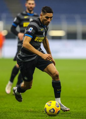 FC Internazionale takımından Achraf Hakimi, 16 Aralık 2020 'de San Siro Stadyumu' nda FC Internazionale ile SSC Napoli arasında oynanan 2020 / 21 futbol karşılaşmasında - Fotoğraf: FCI / Fabrizio Carabelli / LM