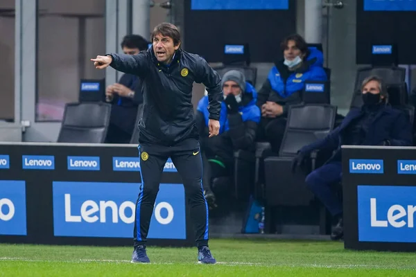 Επικεφαλής Προπονητής Antonio Conte Της Internazionale Μιλάνο Κατά Διάρκεια Internazionale — Φωτογραφία Αρχείου