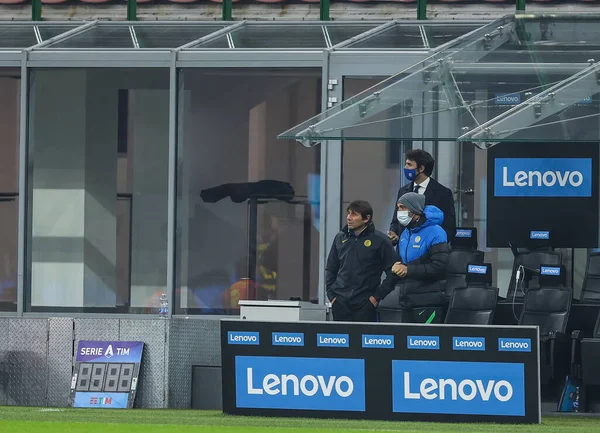 Capo Allenatore Del Internazionale Antonio Conte Durante Partita Calcio Serie — Foto Stock