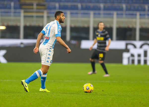 Faouzi Ghoulam of SSC Napoli during the Serie A 2020/21 football match between FC Internazionale vs SSC Napoli at the San Siro Stadium, Milan, Italy on December 16, 2020 - Photo FCI / Fabrizio Carabelli / LM