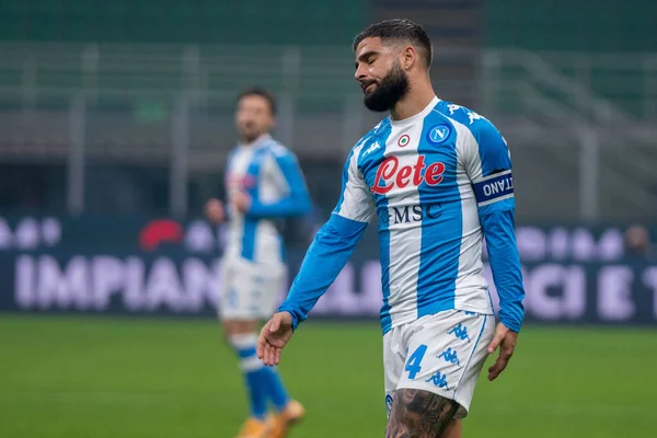 Lorenzo Insigne Ssc Napoli Abatido Durante Internazionale Ssc Napoli Partido — Foto de Stock