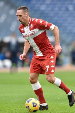 ROME, ITALY - 6 Ocak: ACF Fiorentina 'dan Franck Ribery in Action Serie A futbol karşılaşması sırasında SS Lazio ile ACF Fiorentina arasında 6 Ocak 2021 tarihinde Roma, İtalya / LiveMedia' da oynandı.