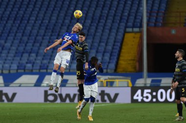 MorTEN THORSBY (Sampdoria), ALESSANDRO BASTONI (Inter) UC Sampdoria vs FC Internazionale - İtalyan futbol serisi A match in Genova, İtalya, 06 Ocak 2021 - Fotoğraf: LM / Danilo Vigo