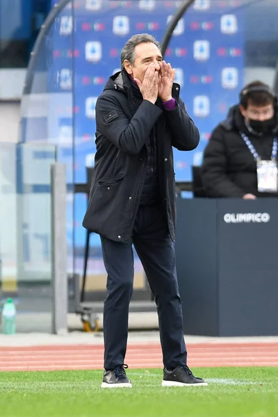 Roma Italia Gennaio Allenatore Cesare Prandelli Acf Fiorentina Gesti Durante — Foto Stock