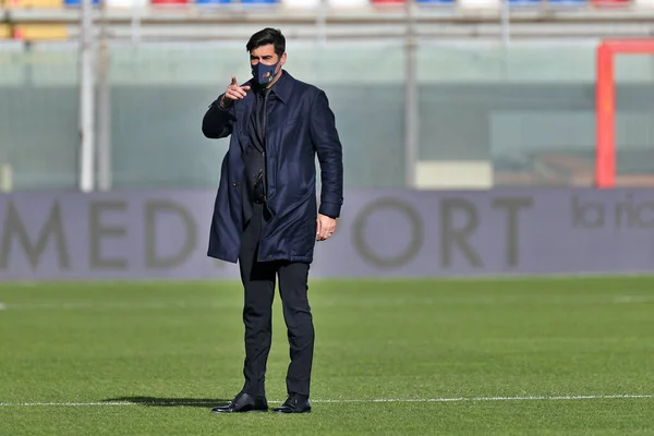 Entrenador Paulo Fonseca Roma Durante Partido Fútbol Serie Entre Crotone — Foto de Stock