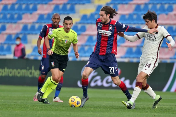 Niccol Zanellato Crotone Gonzalo Villar Roma Durante Partita Calcio Serie — Foto Stock