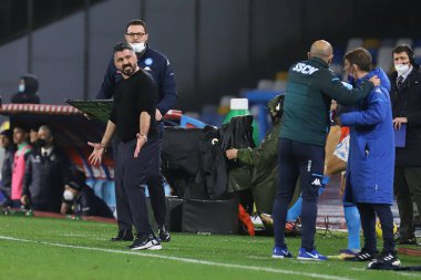 31 Ocak 2021 'de Napoli - Parma, Diego Armando Maradona arasında oynanan Serie A futbol karşılaşması sırasında teknik direktör Gennaro Gattuso (SSC Napoli) İtalya / LiveMedia' da oynamıştır.