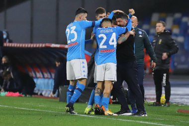 Napoli, Napoli-Parma-Diego Armando Maradona maçında 31 Ocak 2021 'de Napoli İtalya / LiveMedia' da attığı golü kutluyor.