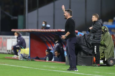 31 Ocak 2021 'de Napoli - Parma, Diego Armando Maradona arasında oynanan Serie A futbol karşılaşması sırasında teknik direktör Gennaro Gattuso (SSC Napoli) İtalya / LiveMedia' da oynamıştır.