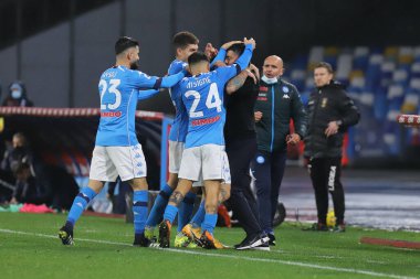 Napoli, Napoli-Parma-Diego Armando Maradona maçında 31 Ocak 2021 'de Napoli İtalya / LiveMedia' da attığı golü kutluyor.