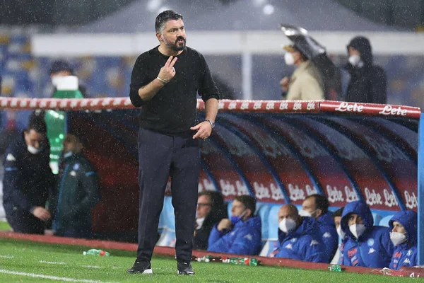 Entrenador Gennaro Gattuso Durante Partido Fútbol Serie Entre Napoli Parma — Foto de Stock