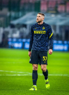 FC Internazionale 'den Milan Skriniar, Benevento Calcio - İtalyan futbol serisi A karşılaşması sırasında ısınıyor. 30 Ocak 2021 - Fotoğraf: LM / Fabrizio Carabelli