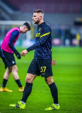 FC Internazionale 'den Milan Skriniar, Benevento Calcio - İtalyan futbol serisi A karşılaşması sırasında ısınıyor. 30 Ocak 2021 - Fotoğraf: LM / Fabrizio Carabelli