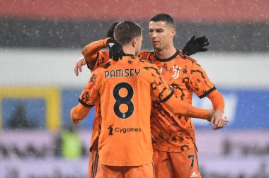 Juan Cuadrado (Juventus), Aaron Ramsey (Juventus), Cristiano Ronaldo (Juventus), UC Sampdoria vs Juventus FC - İtalyan futbol takımı Serie A maçında 30 Ocak 2021 - Fotoğraf: LM / Danilo Vigo
