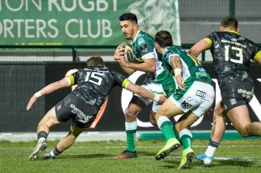 Leonardo Sarto (Benetton Treviso), Benetton Treviso-Munster Rugby maçında Mike Haley (Munster) 'in attığı golü atıyor - Rugby Guinness Pro 14 maç IN Treviso, İtalya, 30 Ocak 2021 - Fotoğraf: LM / Ettore Griffoni