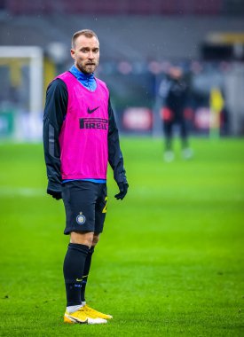 FC Internazionale takımından Christian Eriksen, Benevento Calcio 'ya karşı FC Internazionale maçında ısınıyor - İtalyan futbol serisi A karşılaşması Milan, İtalya, 30 Ocak 2021 - Fotoğraf: LM / Fabrizio Carabelli
