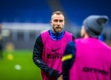 FC Internazionale takımından Christian Eriksen, Benevento Calcio 'ya karşı FC Internazionale maçında ısınıyor - İtalyan futbol serisi A karşılaşması Milan, İtalya, 30 Ocak 2021 - Fotoğraf: LM / Fabrizio Carabelli