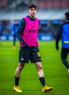 FC Internazionale 'den Alessandro Bastoni, Benevento Calcio - İtalyan futbol serisi A karşılaşması sırasında ısınıyor. 30 Ocak 2021 - Fotoğraf: LM / Fabrizio Carabelli