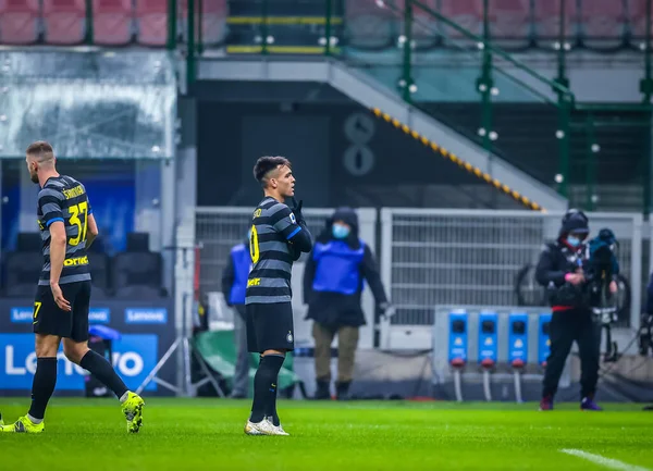 Lautaro Martnez Van Internazionale Viert Het Doel Tijdens Internazionale Benevento — Stockfoto