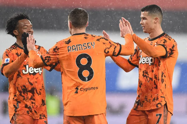 Juan Cuadrado Juventus Aaron Ramsey Juventus Cristiano Ronaldo Juventus Célèbre — Photo