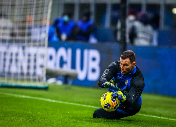 Daniele Padelli Internazionale Zahřívá Během Internazionale Benevento Calcio Italský Fotbal — Stock fotografie