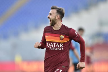 ROME, ITALY - 23 Ocak: AS Roma 'nın Borja Belediye Başkanı, İtalya Serisi' nde AS Romanlar ve Spezia arasında 23 Ocak 2021 'de Roma' da oynanan Stadio Olimpico 'da oynanan futbol maçında gol attıktan sonra kutlama yaptı.