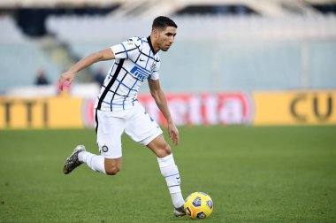 FC Internazionale 'den Achraf Hakimi, ACF Fiorentina' ya karşı FC Internazionale - İtalyan futbolu Coppa Italia maçı, Florence, İtalya, 13 Ocak 2021 - Fotoğraf: LM / Matteo Papini