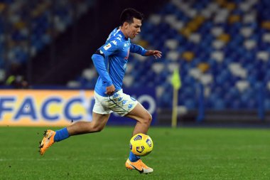 İtalyan futbolu Coppa Italia maçında Hirving Lozano (SSC Napoli) - SSC Napoli - Atalanta BC - Diego Armando Maradona Stadyumu, İtalya, 3 Şubat 2021 - Fotoğraf: LiveMedia / Renato Olimpio