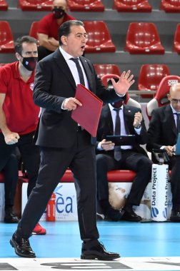 Ferdinando De Giorgi (Cucine Lube Civitanova Teknik Direktörü) Voleybol İtalya Serie A Erkekler Süper Ligi Şampiyonası sırasında Cucine Lube Civitanova, Sir Conad Perugia 'ya karşı Civitanova Marche, İtalya' da düzenlenen Eurosuole Forumu 'nda, 3 Şubat 2021