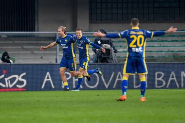 Antonin Barak (Hellas Verona), Hellas Verona-SSC Napoli maçında takım arkadaşlarıyla yaptığı 2-1 'lik golü kutluyor - İtalyan Serie A maçı Verona, İtalya, 24 Ocak 2021 - Fotoğraf: LM / Ettore Griffoni