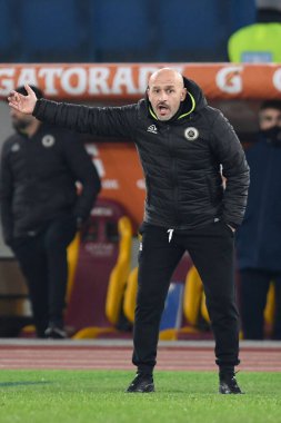 ROME, ITALY - 19 Ocak: Spezia teknik direktörü Vincenzo Italiano, AS Roma ve Spezia arasında 19 Ocak 2021 'de Roma' da oynanan 8.