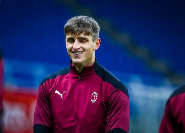 AC Milan 'dan Lorenzo Colombo, İtalya' nın Milano kentinde oynanan Coppa Italia maçında ısınıyor. - 12 Ocak 2021 - Fotoğraf: LM / Fabrizio Carabelli