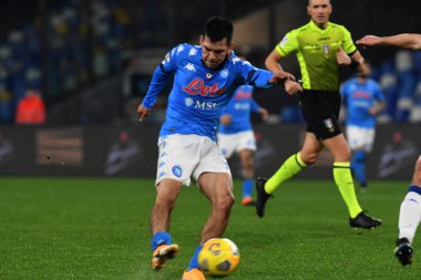 İtalyan futbolu Coppa Italia maçında Hirving Lozano (SSC Napoli) - SSC Napoli - Atalanta BC - Diego Armando Maradona Stadyumu, İtalya, 3 Şubat 2021 - Fotoğraf: LiveMedia / Renato Olimpio