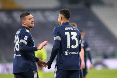 28 Merith Demiral (Juventus FC) ve 13 Danilo Luiz da Silva (Juventus FC) Juventus FC - İtalyan futbolcu Serie A maçı Torino, İtalya, 10 Ocak 2021 - Kredi: LM / Claudio Benedetto