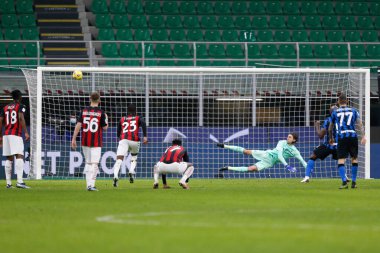 Romelu Lukaku (FC Internazionale) FC-AC Milan - İtalyan Coppa Italia maçı sırasında eşitleyici penaltıyı 26 Ocak 2021 - Fotoğraf: LM / Francesco Scaccianoce