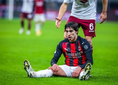 AC Milan 'dan Sandro Tonali, AC Milan - Torino FC - İtalyan Coppa Italia maçı, 12 Ocak 2021 - Fotoğraf: LM / Fabrizio Carabelli