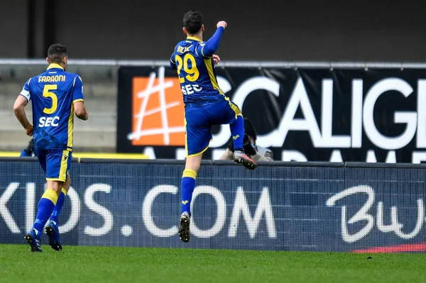 Lubomir Tupta Hellas Verona Celebra Después Anotar Gol Durante Partido — Foto de Stock