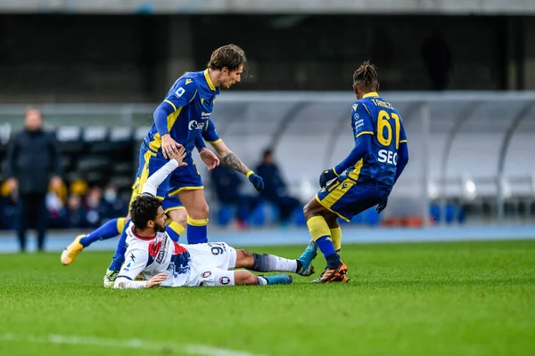 Foul Emmanuel Riviere Crotone Hellas Verona Crotone Italian Football Serie — Stock Photo, Image