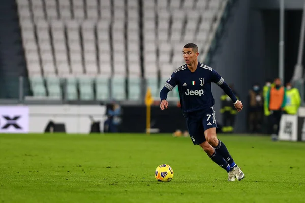 Juventus Takımından Cristiano Ronaldo Juventus Karşı Sassuolo Talyan Futbol Takımı — Stok fotoğraf