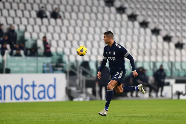 Juventus Takımından Cristiano Ronaldo Juventus Karşı Sassuolo Talyan Futbol Takımı — Stok fotoğraf