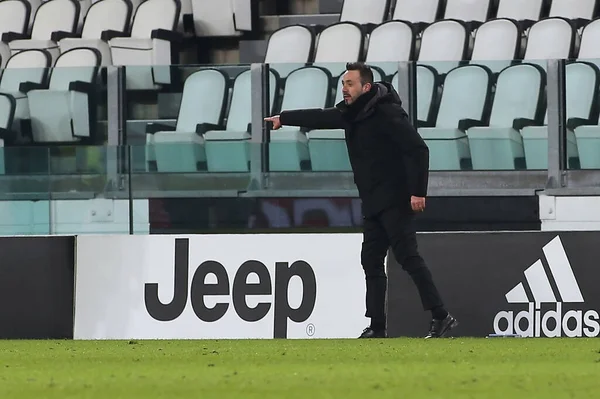 Roberto Zerbi Coach Sassuolo Durante Juventus Sassuolo Partido Italiano Fútbol — Foto de Stock