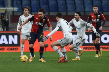 Mattia Destro (Genoa), Aaron Hickey (Bologna), Roberto Soriano (Bologna) Cenova-Bologna FC maçında - İtalyan futbol takımı Serie A maçı Cenova, İtalya, 09 Ocak 2021 - Fotoğraf: LM / Danilo Vigo