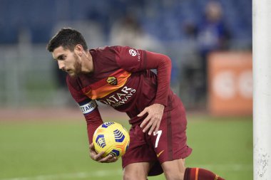 ROME, ITALY - 19 Ocak: AS Roma 'dan Lorenzo Pellegrini, 19 Ocak 2021' de Roma / LiveMedia 'da AS Roma ile Spezia arasında oynanan futbol maçının sekizinci turunda ceza aldı.
