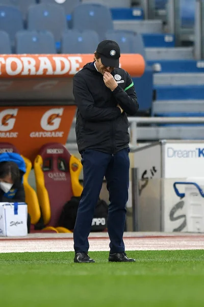 Roma Italia Enero Entrenador Antonio Conte Del International Milan Durante — Foto de Stock