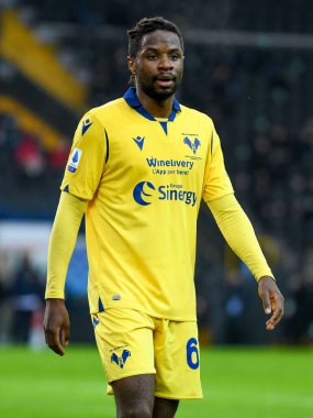 Adrien Tameze (Hellas Verona) İtalya futbol takımı Serie A maçında Udinese Calcio, Hellas Verona FC 'ye karşı Udine, İtalya' daki Dacia Arena stadyumunda, 7 Şubat 2021 - Fotoğraf: LiveMedia / Ettore Griffoni
