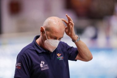 Waterpolo EuroLeague Kadınlar Ligi teknik direktörü S. Posterivo (Plebiscito Padova), İtalya 'nın Ostia kentindeki Sucul Merkezi' nde Plebiscito Padova ile BVSC Budapeşte maçında, 5 Şubat 2021 - Kredi: LiveMedia / Luigi Mariani