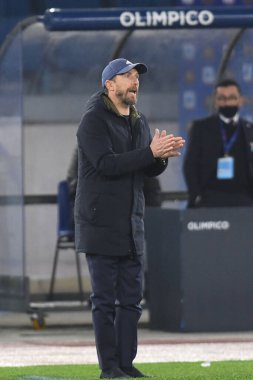 İtalya 'nın Cagliari takımının baş antrenörü Eusebio Di Francesco, İtalya' nın başkenti İtalya 'daki Stadio Olimpico' da oynanan SS Lazio - LiveMedia / Claudio Pasquazi maçında jestler yaptı.