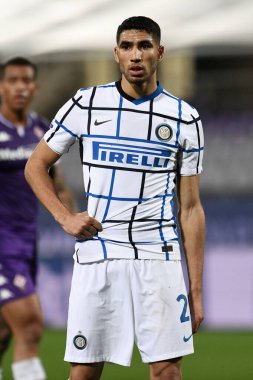 FC Internazionale takımından Achraf Hakimi, İtalya 'nın Floransa kentindeki Artemio Franchi stadyumunda oynanan ACF Fiorentina-FC Internazionale maçı sırasında görev başında.
