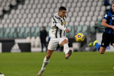 Cristiano Ronaldo (Juventus FC) İtalyan futbolu Coppa Italia maçında gol atarken Juventus FC - FC Internazionale maçında İtalya 'nın Torino kentindeki Allianz Stadyumu' nda 9 Şubat 2021 - Fotoğraf: LiveMedia / Claudio Benedetto